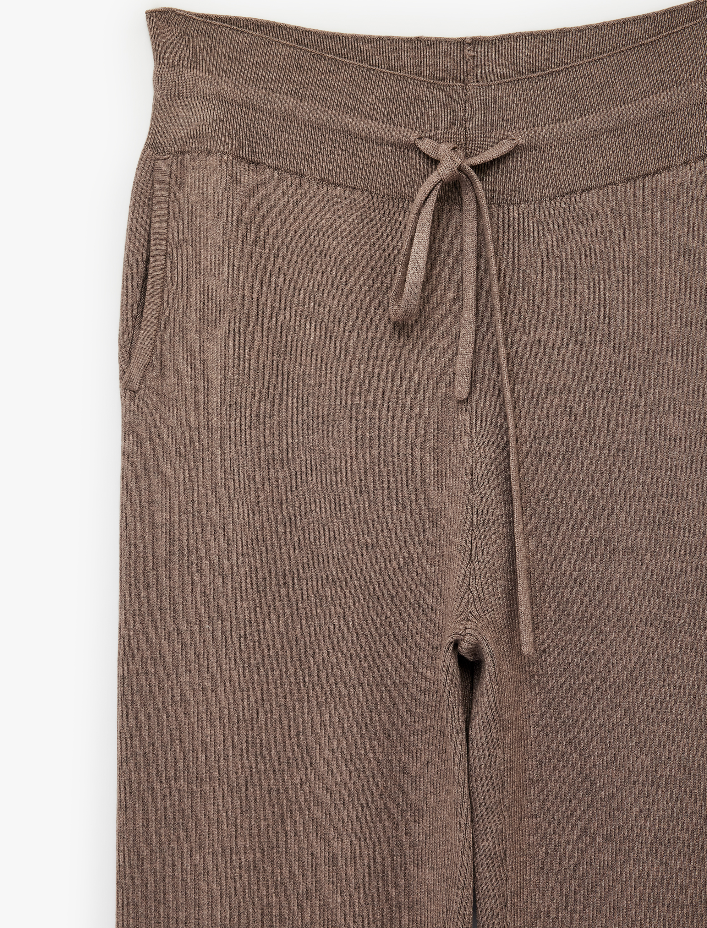   Beli Bağcıklı Cepli Yüksek Bel Triko Pantolon