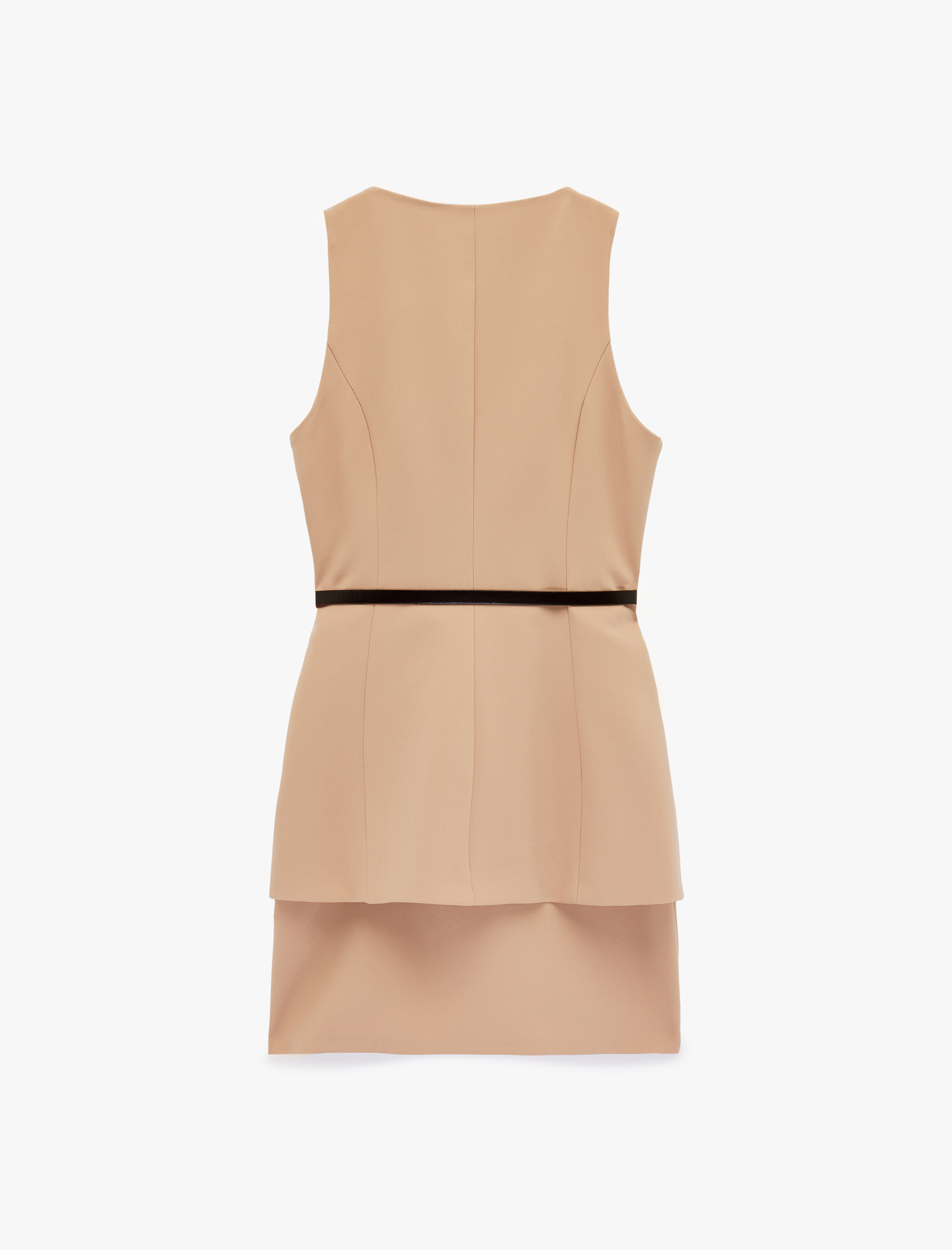   Kemer Detaylı Kolsuz Bisiklet Yaka Katlı Mini Elbise