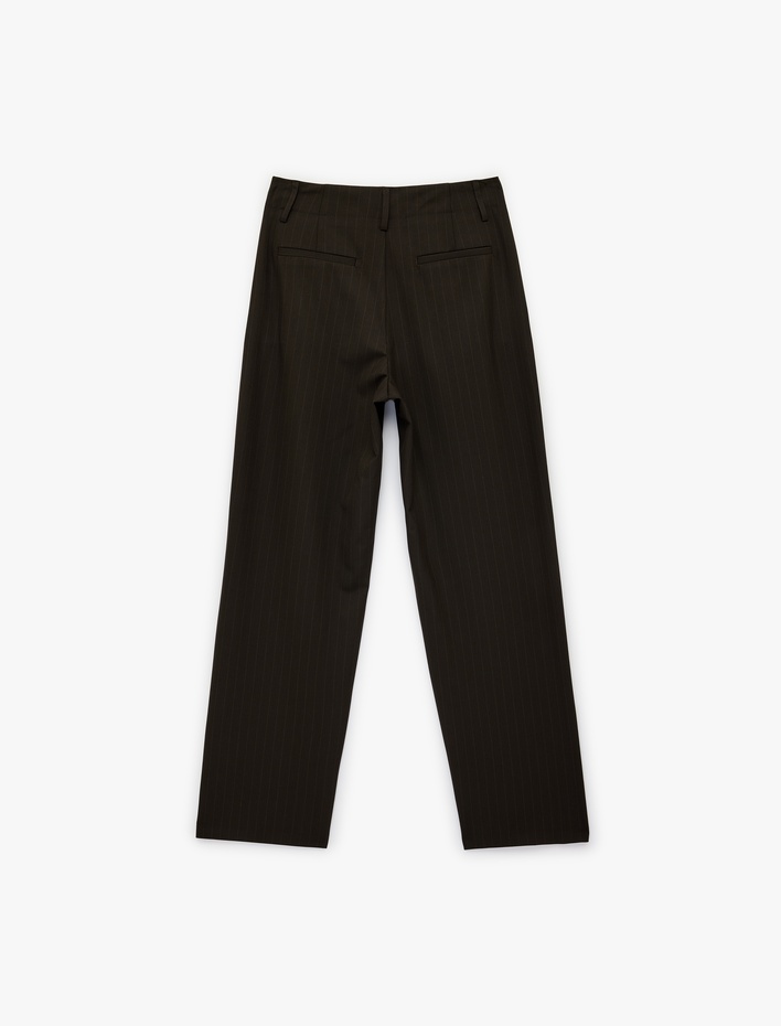  Viskon Karışımlı Yüksek Bel Cepli Geniş Paça Pantolon