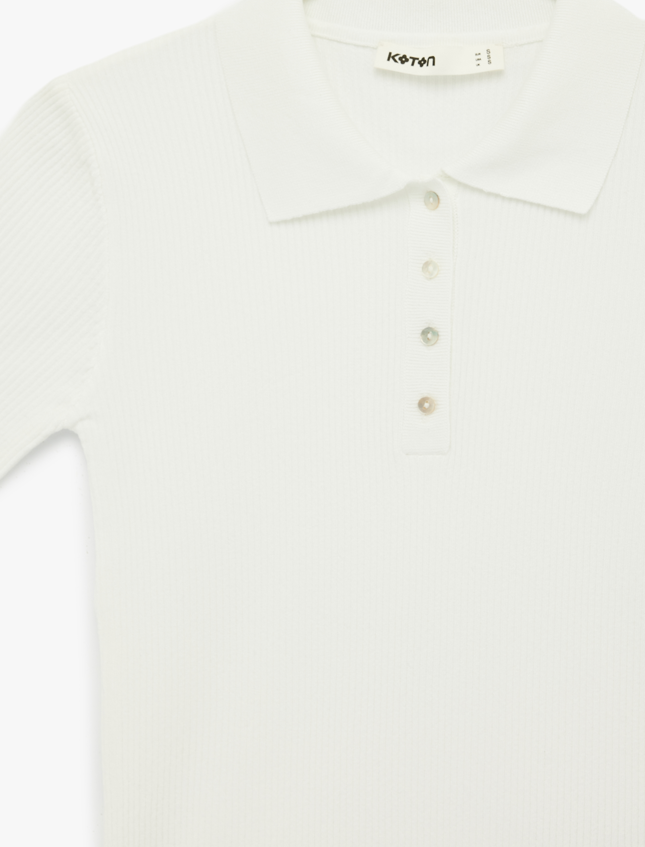   Yarım Düğme Detaylı Kısa Kollu Polo Yaka Triko Kazak