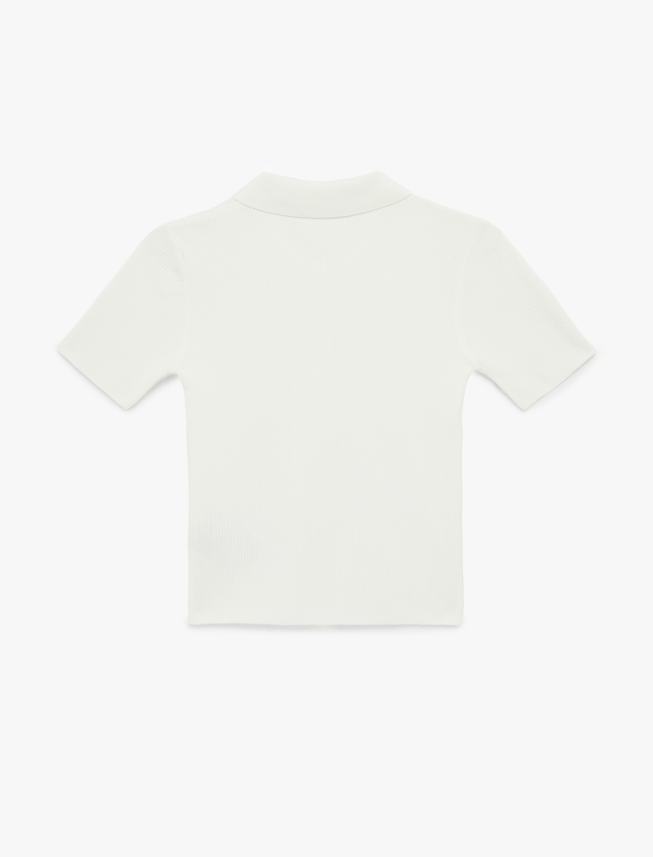   Yarım Düğme Detaylı Kısa Kollu Polo Yaka Triko Kazak