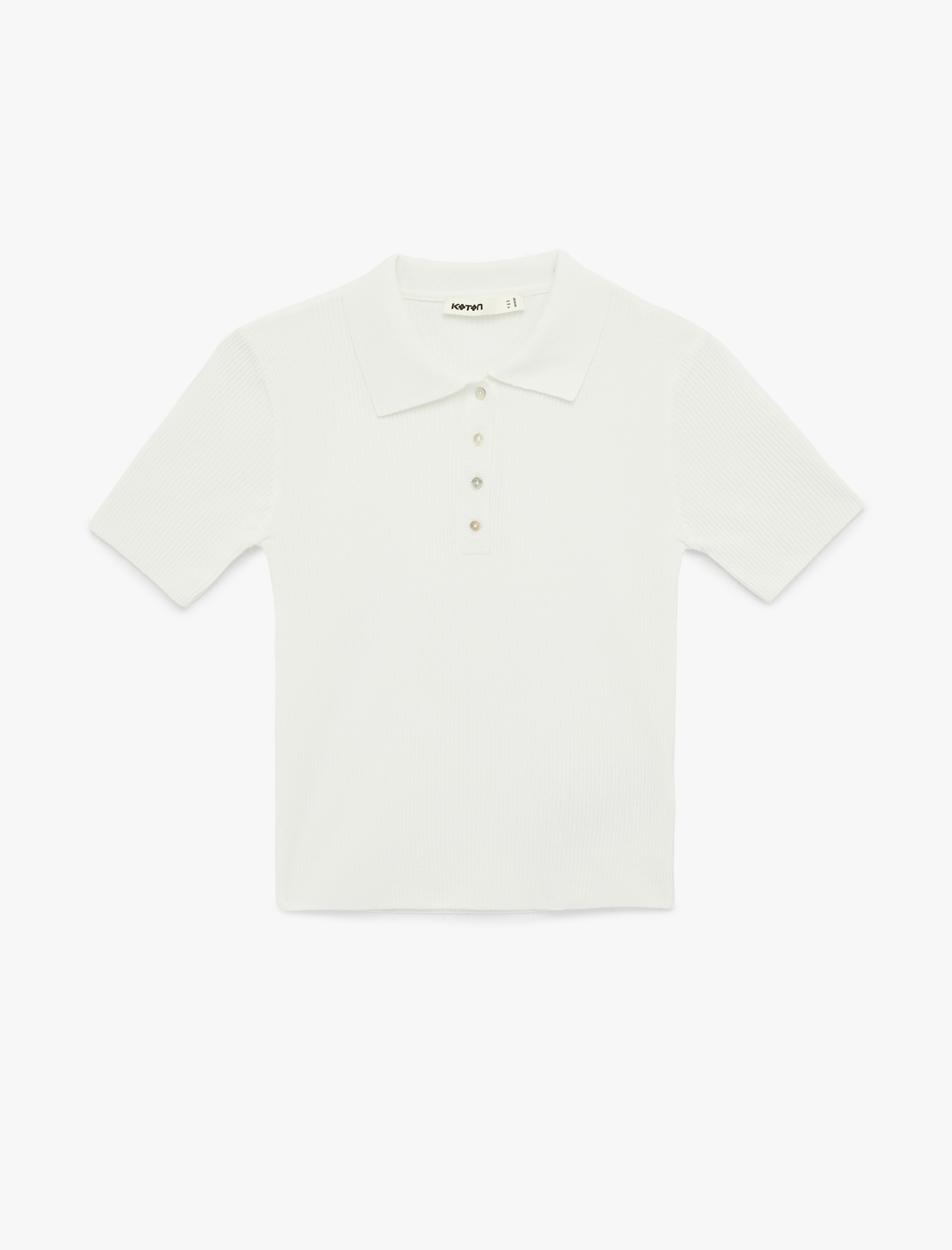   Yarım Düğme Detaylı Kısa Kollu Polo Yaka Triko Kazak