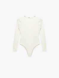 Uzun Kollu Bisiklet Yaka Slim Fit Bodysuit