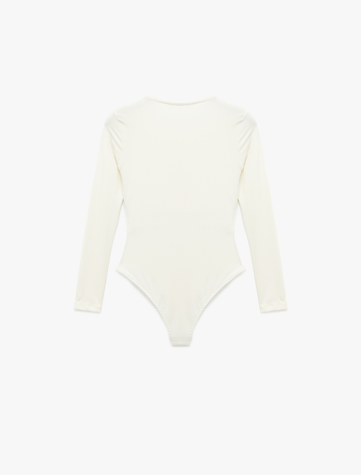  Uzun Kollu Bisiklet Yaka Slim Fit Bodysuit