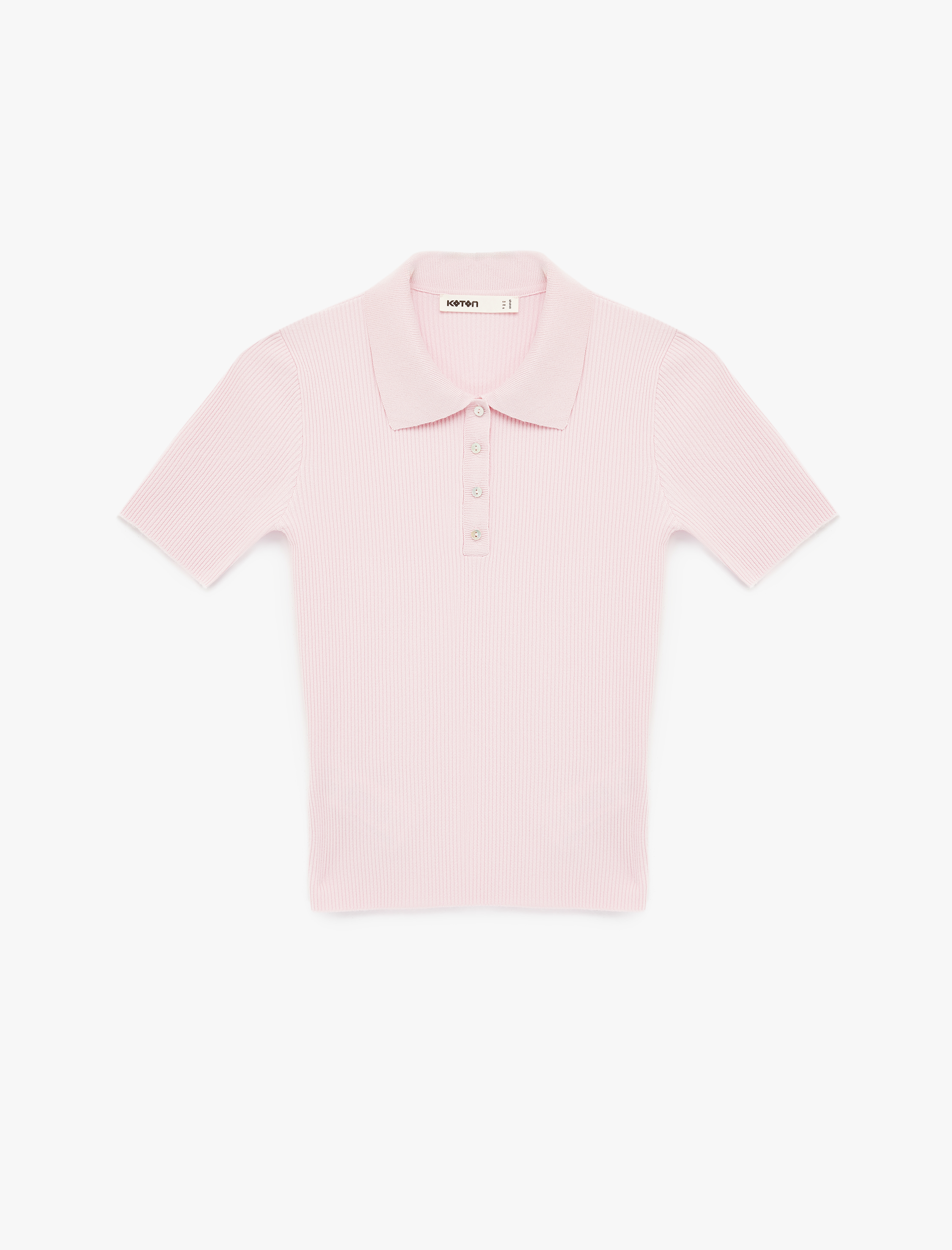   Yarım Düğme Detaylı Kısa Kollu Polo Yaka Triko Kazak