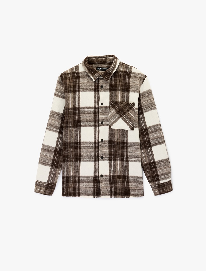  Regular Fit Cepli Klasik Yaka Uzun Kollu Oduncu Gömleği