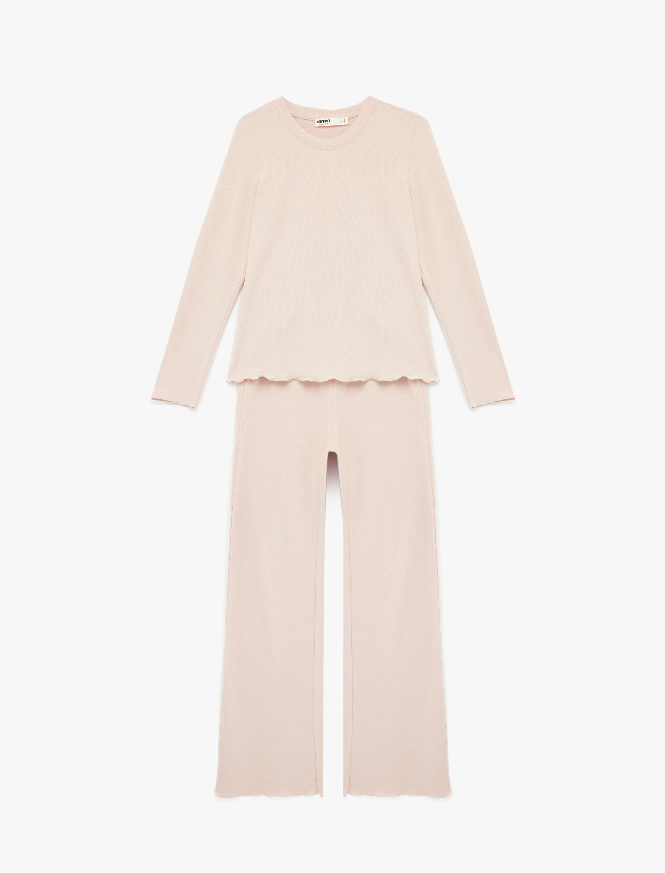   Uzun Kollu Viskon Karışımlı Örme Slim Fit Pijama Takımı - 2'li Set