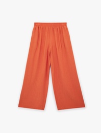 Viskon Karışımlı Beli Lastikli Loose Fit Geniş Paça Palazzo Pantolon