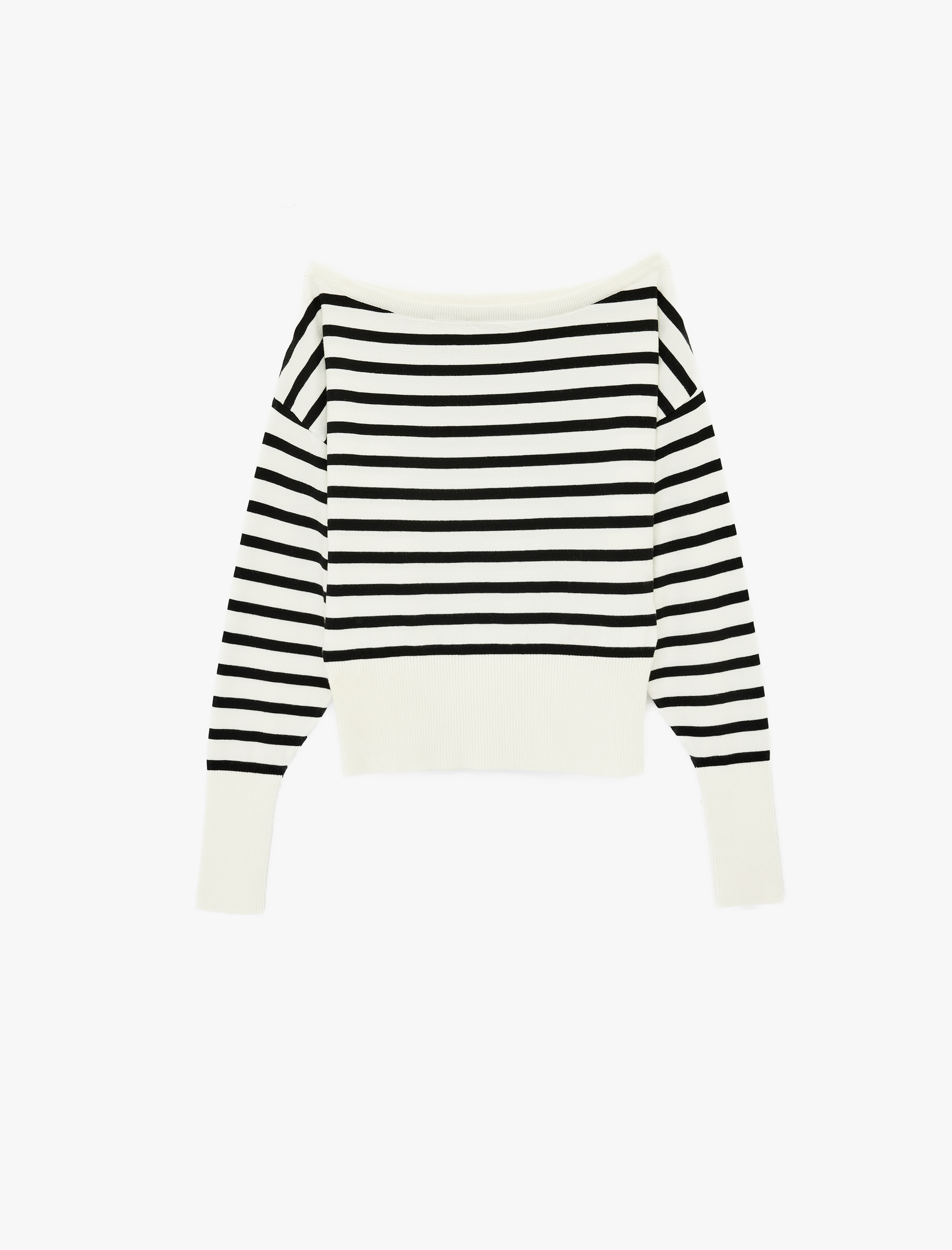   Kayık Yaka Uzun Kollu Viskon Karışımlı Kazak