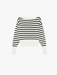 Kayık Yaka Uzun Kollu Viskon Karışımlı Kazak