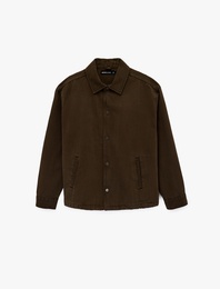 Uzun Kollu Pamuklu Gömlek Yaka Cepli Düğmeli Oversize Jean Ceket