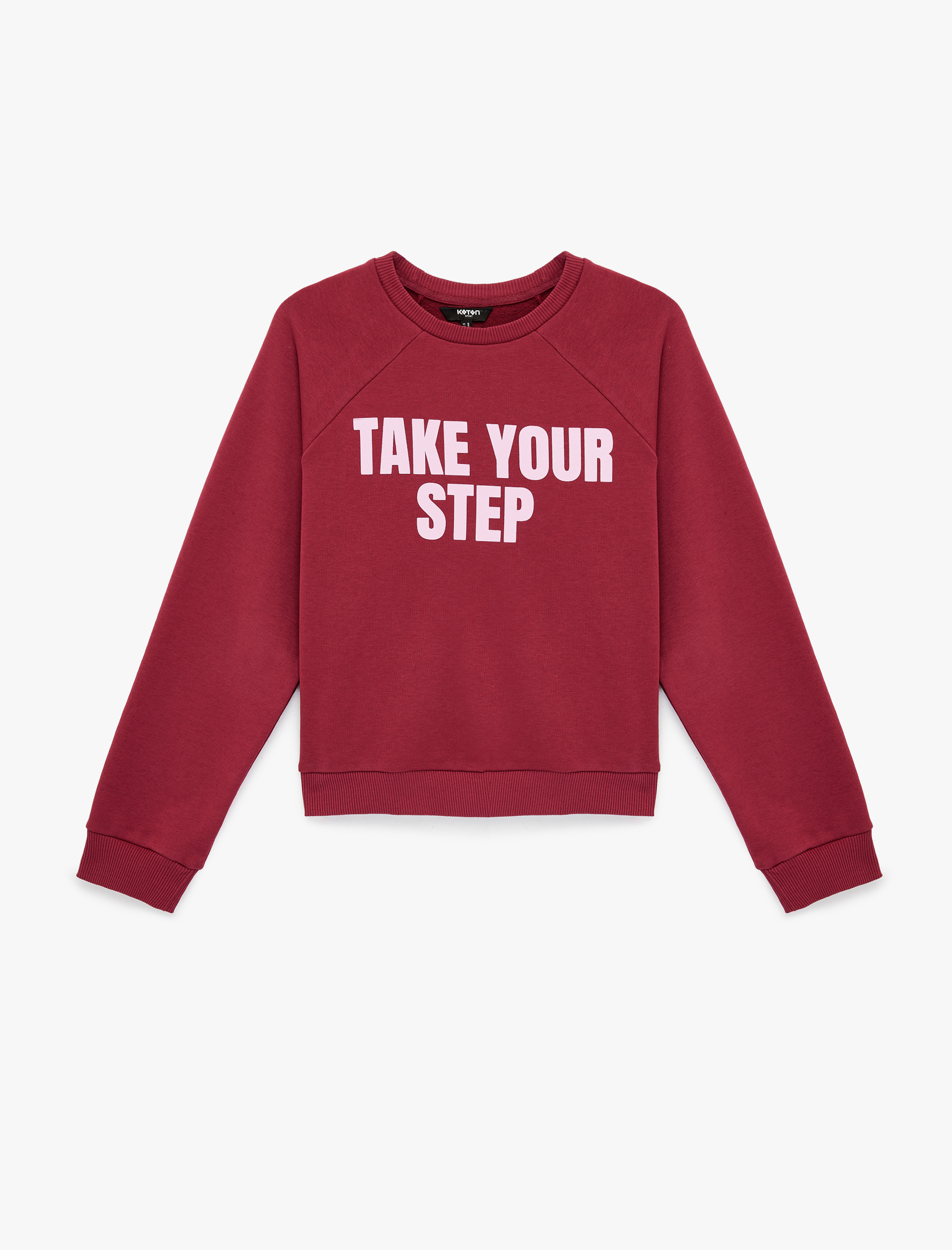   Üç İplik Şardonlu Uzun Kollu Bisiklet Yaka Baskılı Oversize Spor Sweatshirt