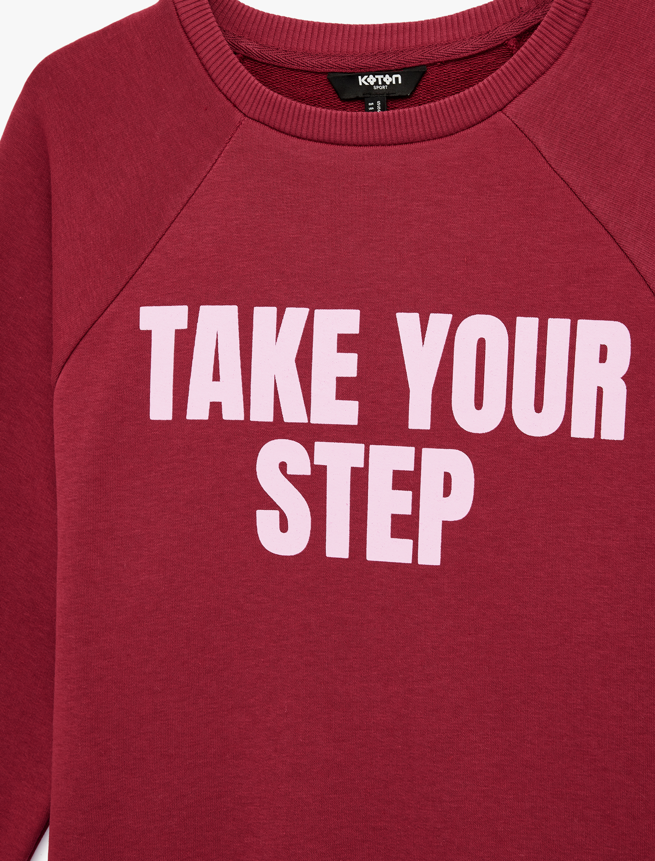   Üç İplik Şardonlu Uzun Kollu Bisiklet Yaka Baskılı Oversize Spor Sweatshirt