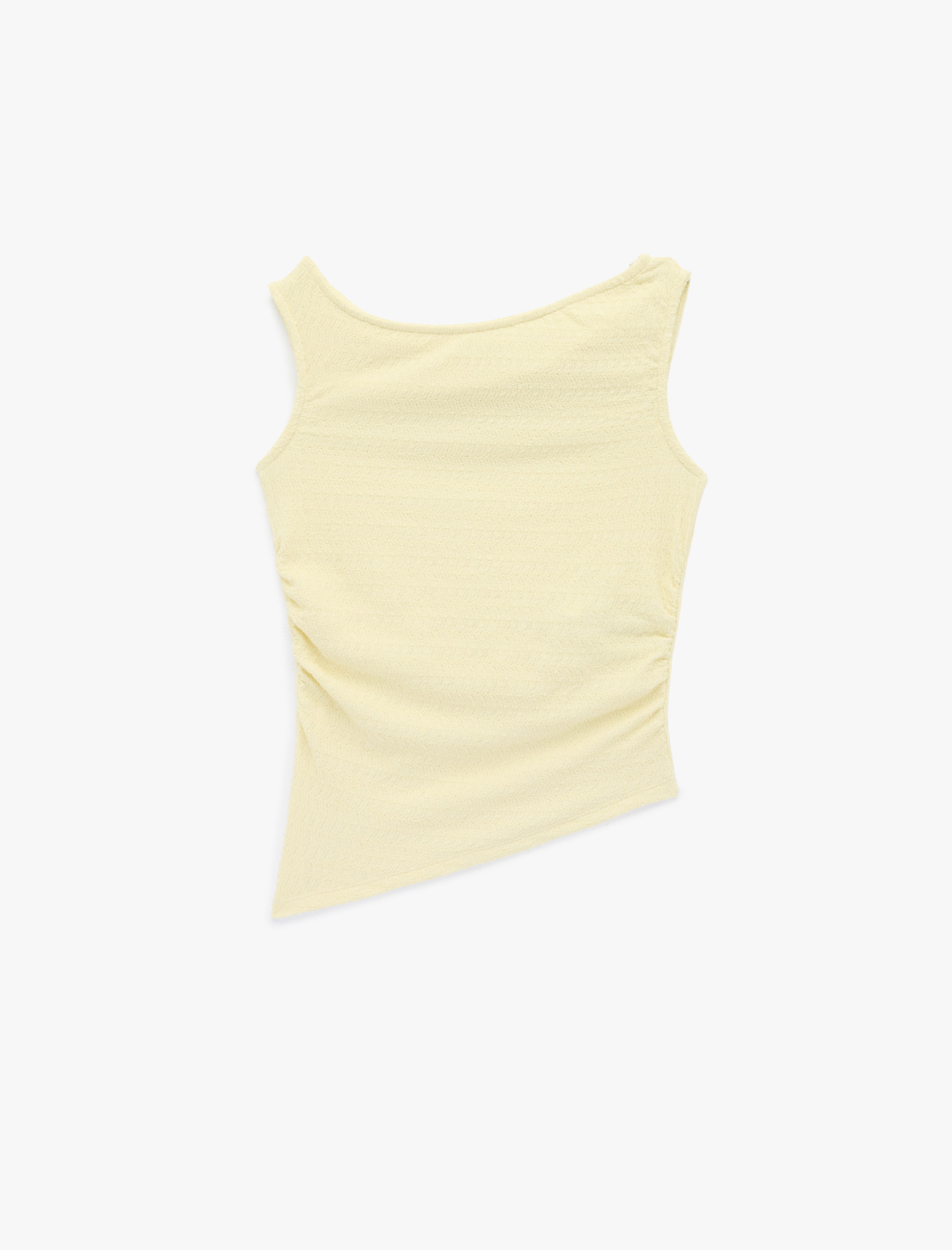   Asimetrik Drapeli Kolsuz Slim Fit Bürümcük Kolsuz Bluz