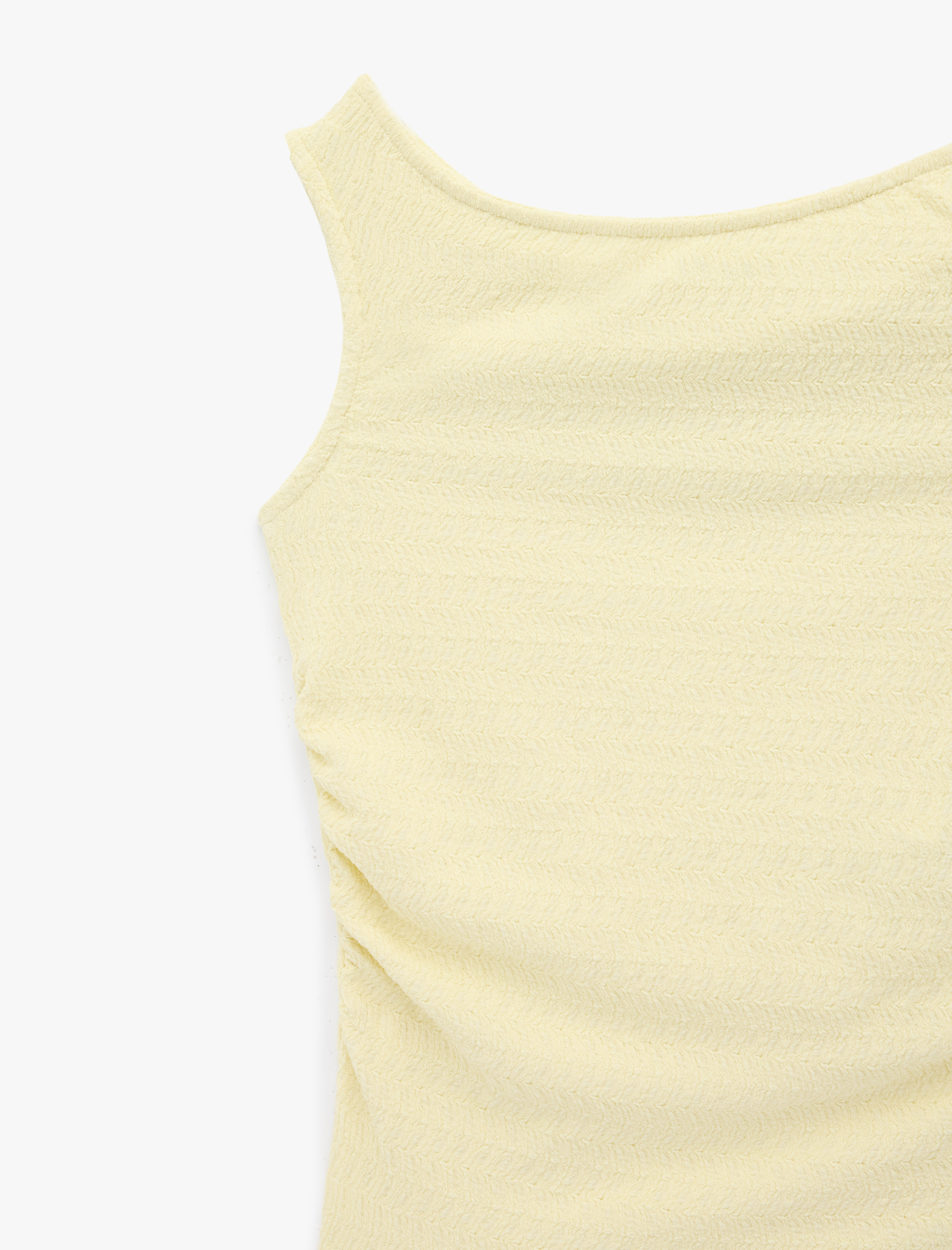   Asimetrik Drapeli Kolsuz Slim Fit Bürümcük Kolsuz Bluz