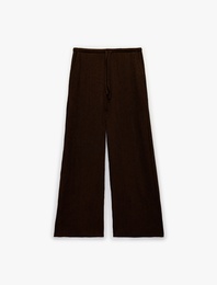 Bürümcük Kumaş Beli Bağcıklı Geniş Paça Pantolon