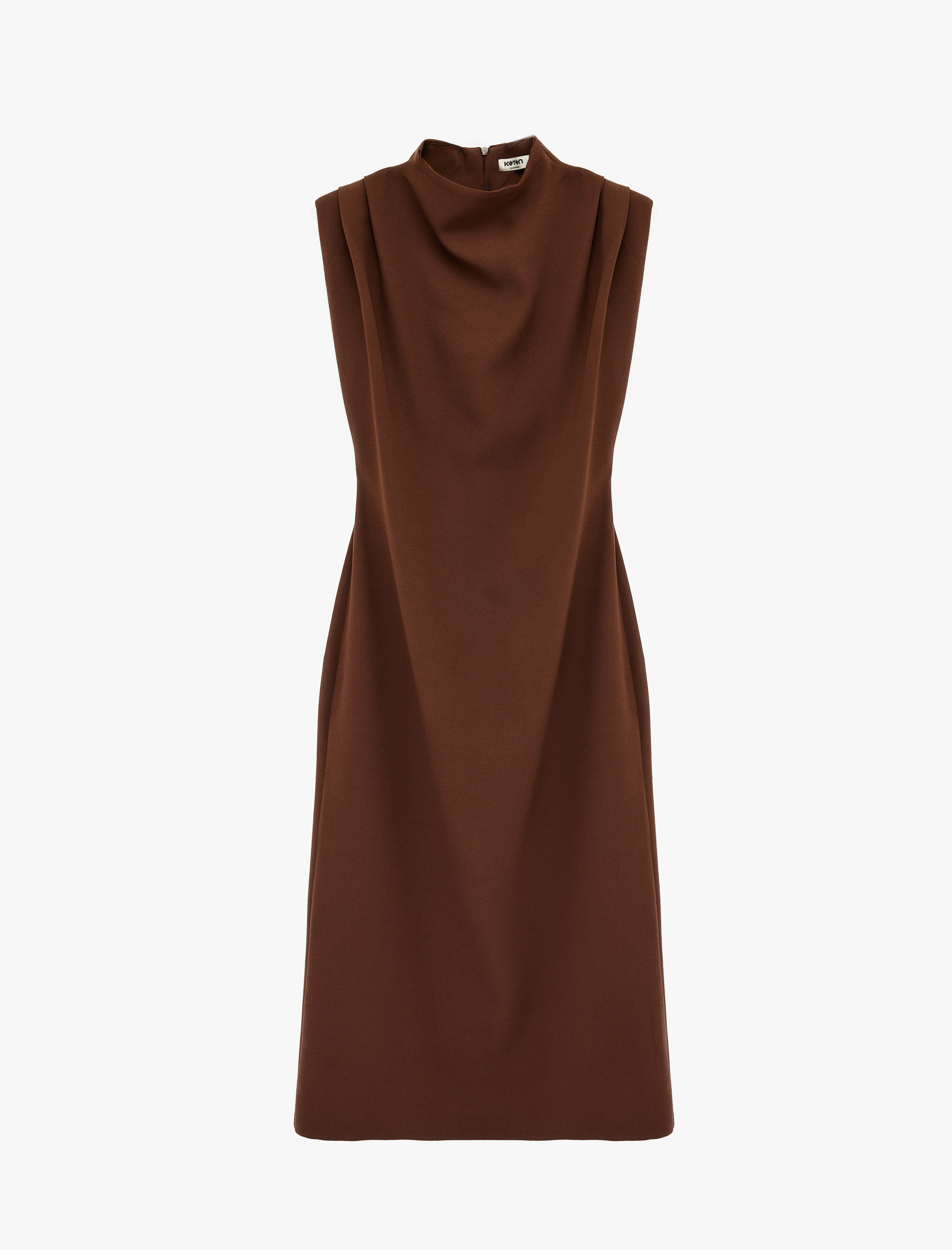   Dik Yaka Kolsuz Krep Uzun Elbise