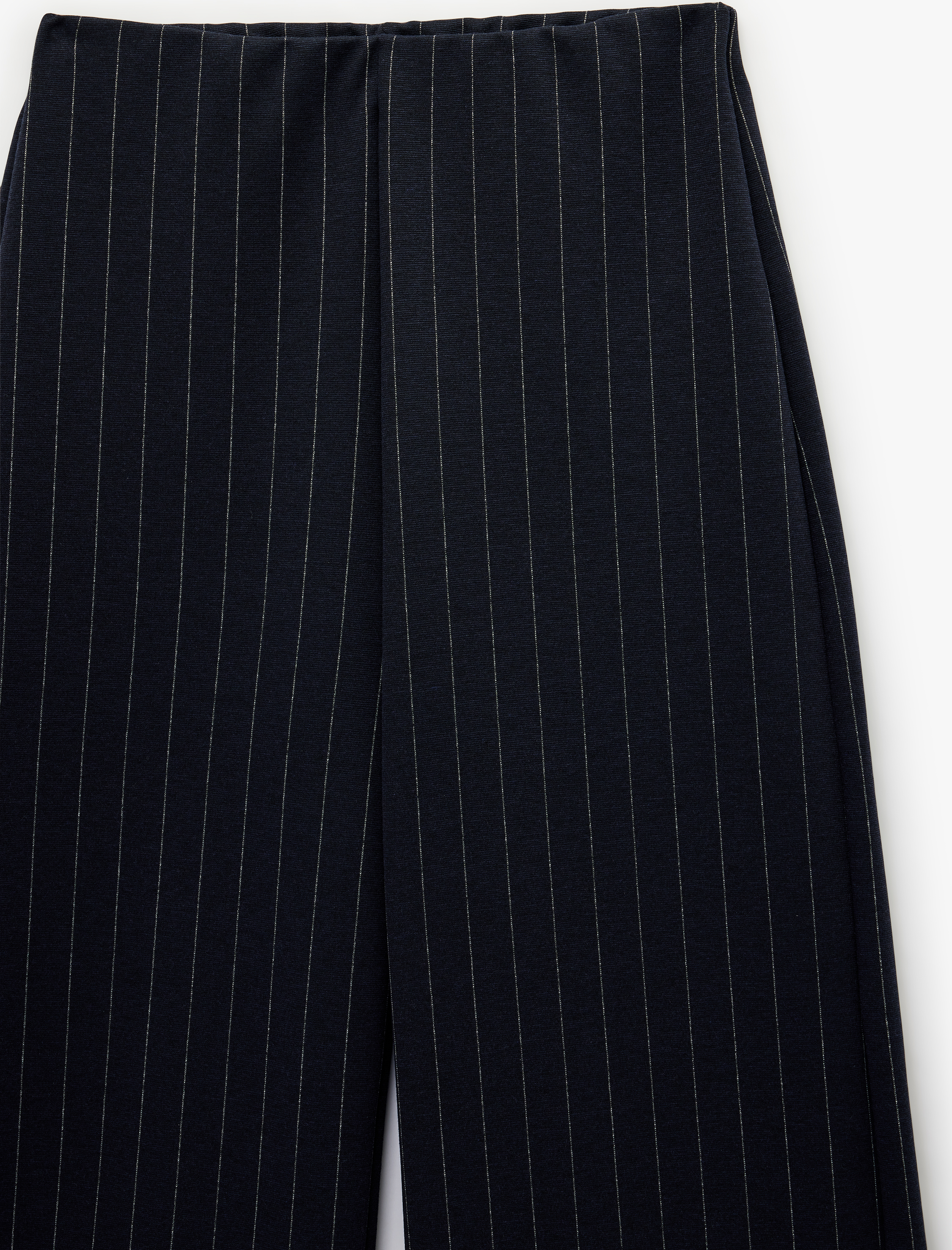   Uzun Geniş Paça Çizgili Kumaş Pantolon