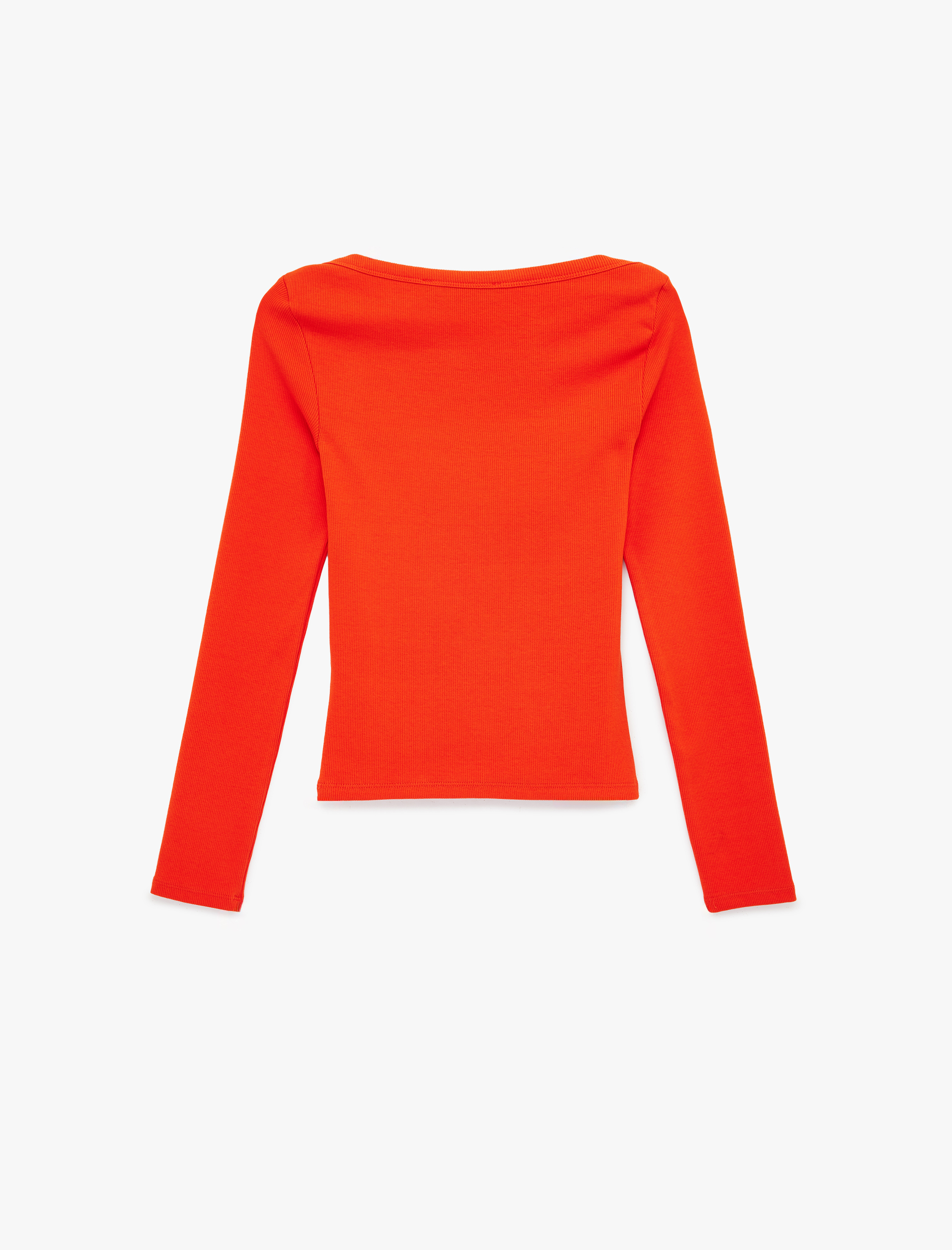   Slim Fit Pamuklu Uzun Kollu Kayık Yaka Tişört