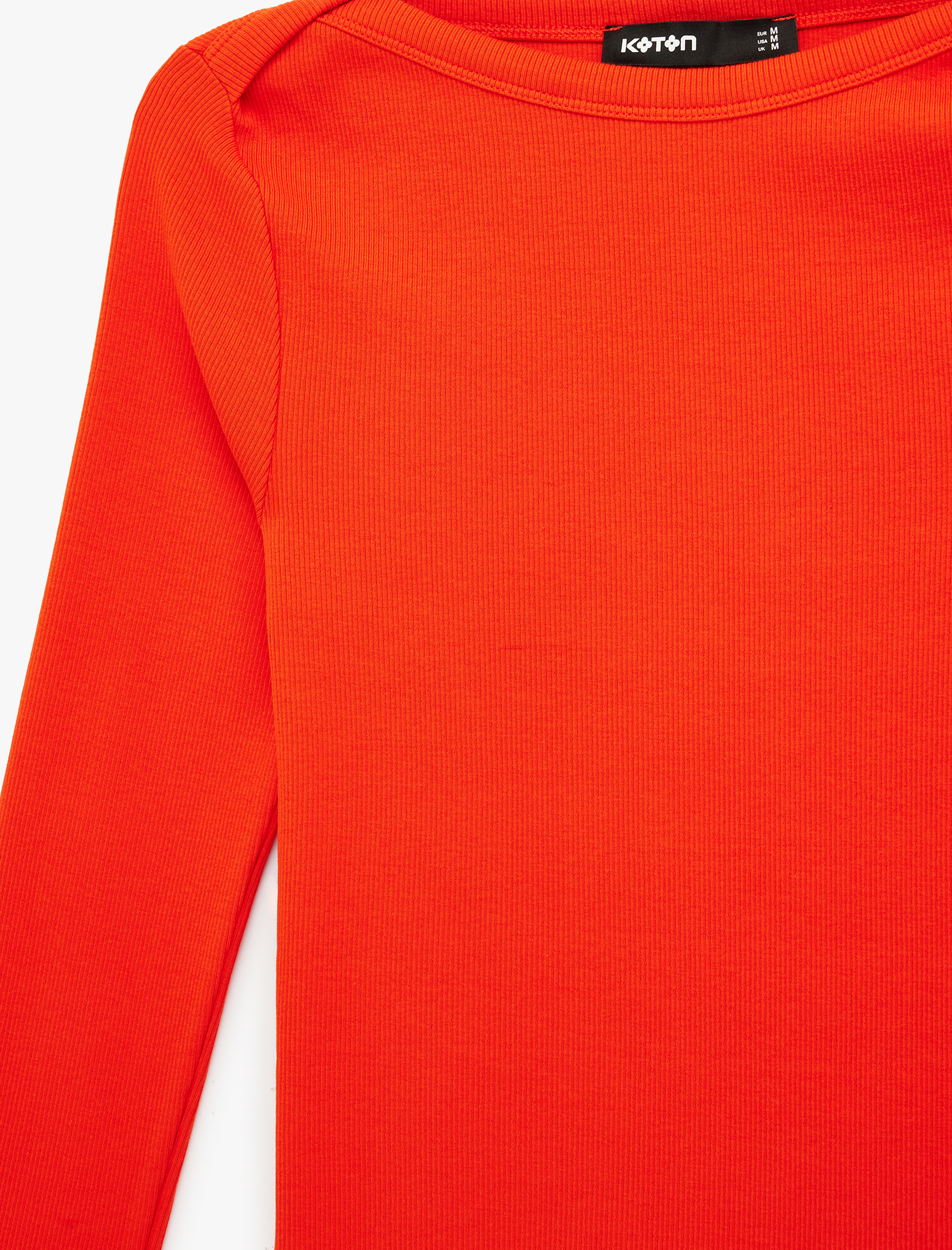   Slim Fit Pamuklu Uzun Kollu Kayık Yaka Tişört