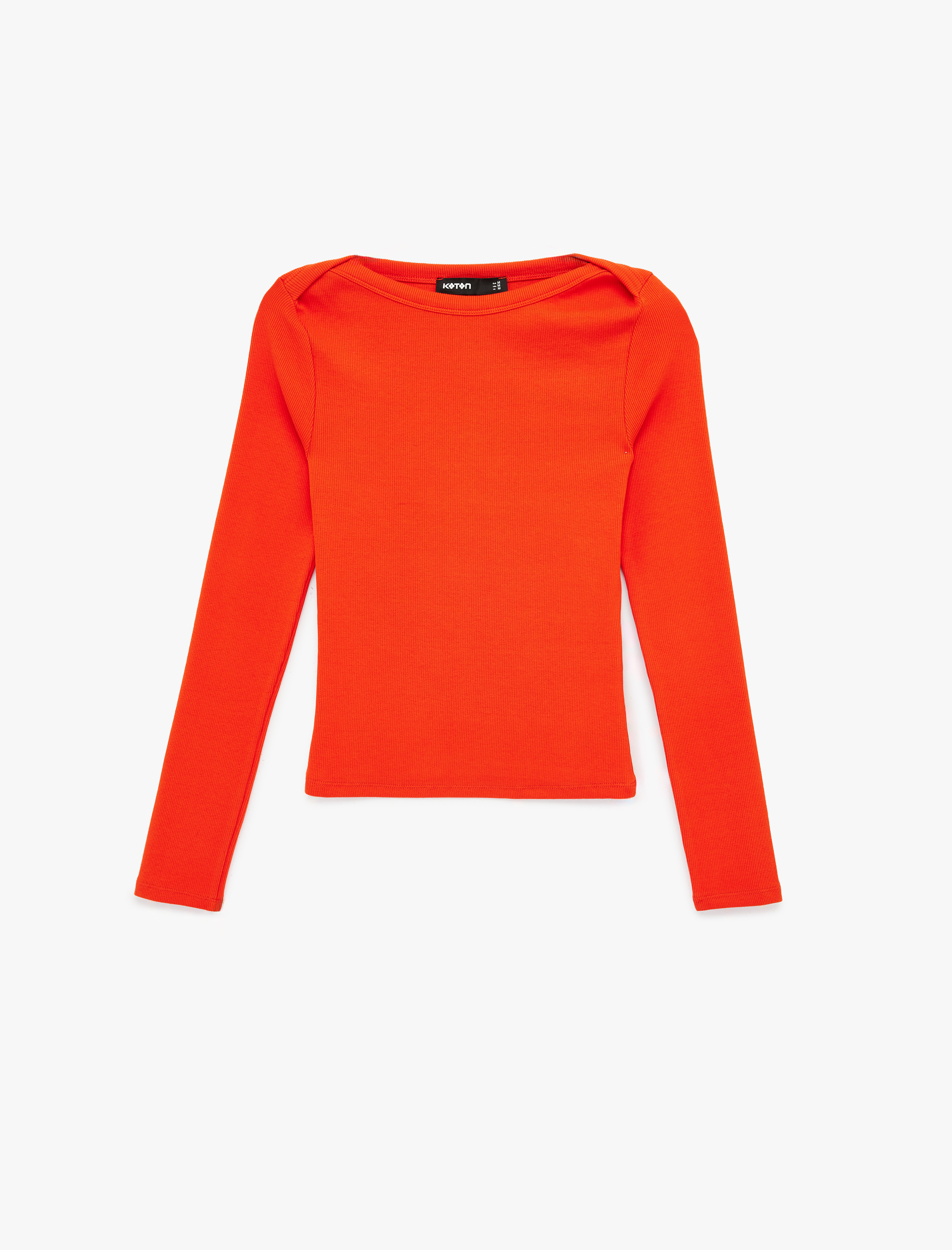   Slim Fit Pamuklu Uzun Kollu Kayık Yaka Tişört