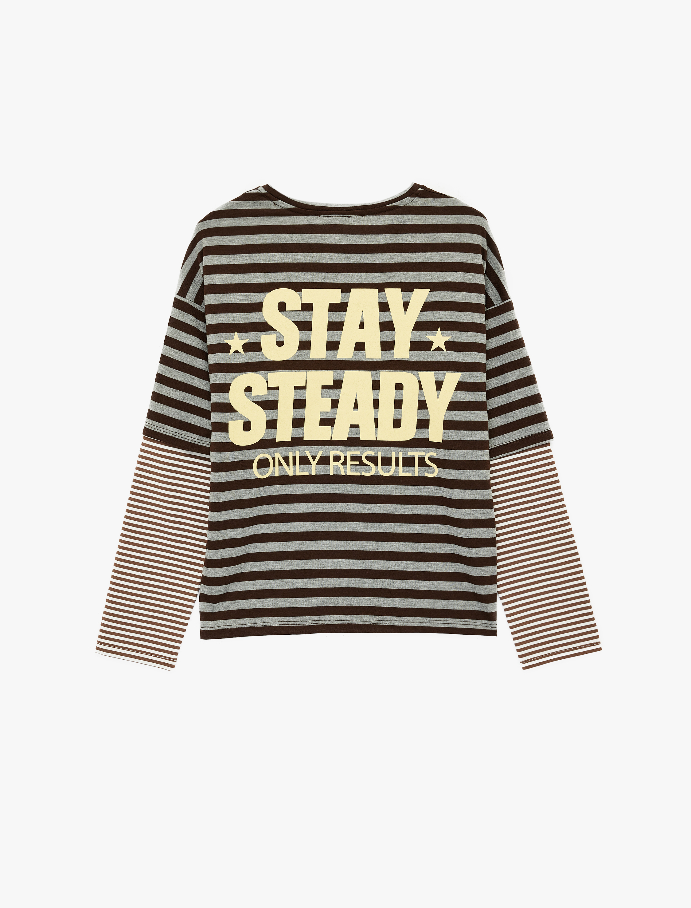   Viskon Karışımlı Nakış Detaylı Uzun Kollu Bisiklet Yaka Tişört