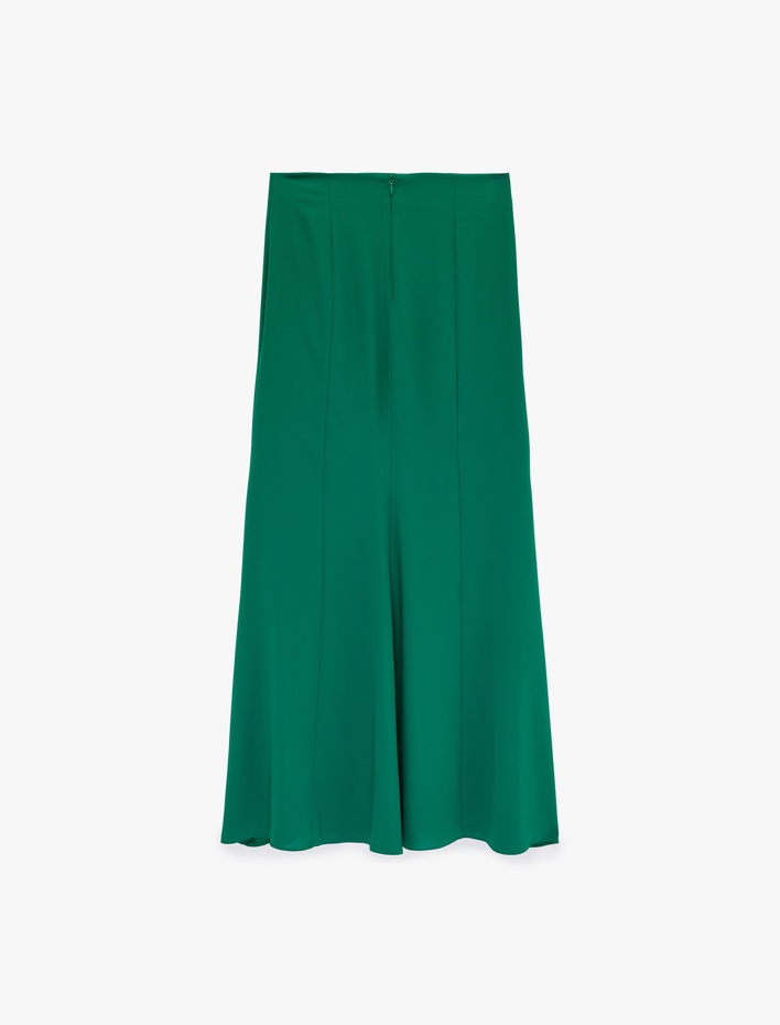  Balık Kesim Saten Uzun Etek