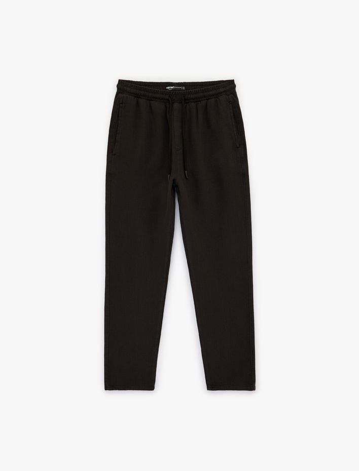  Regular Fit Pamuklu Cepli Beli Bağcıklı Pantolon