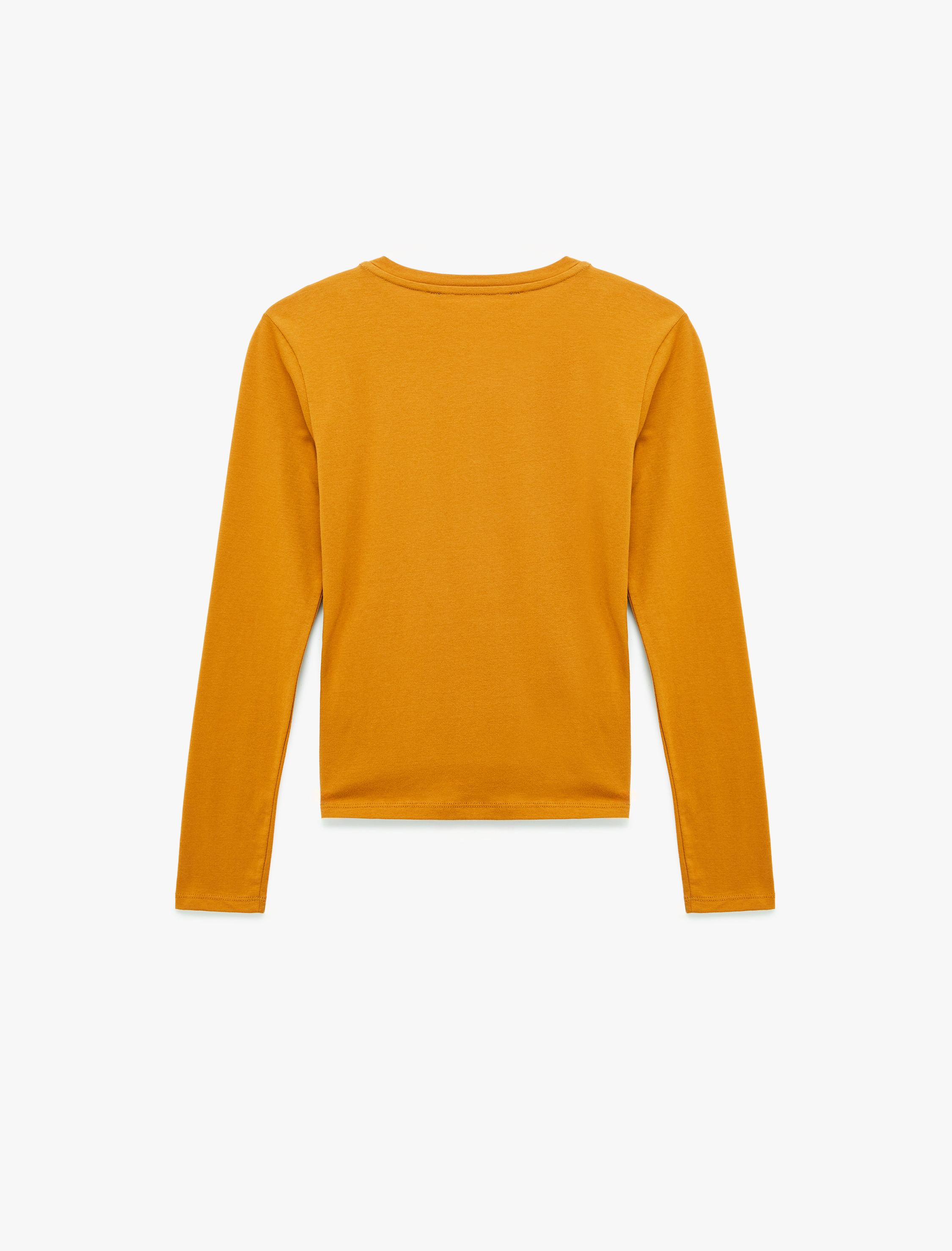   Slim Fit Pamuklu Uzun Kollu Bisiklet Yaka Tişört