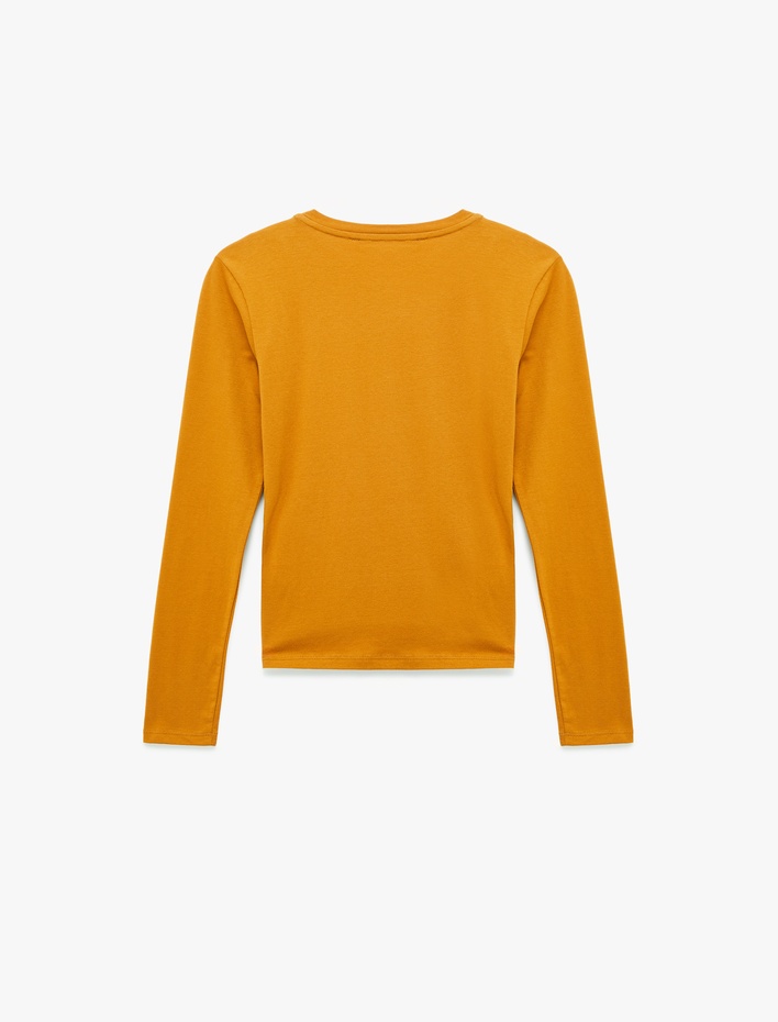  Slim Fit Pamuklu Uzun Kollu Bisiklet Yaka Tişört