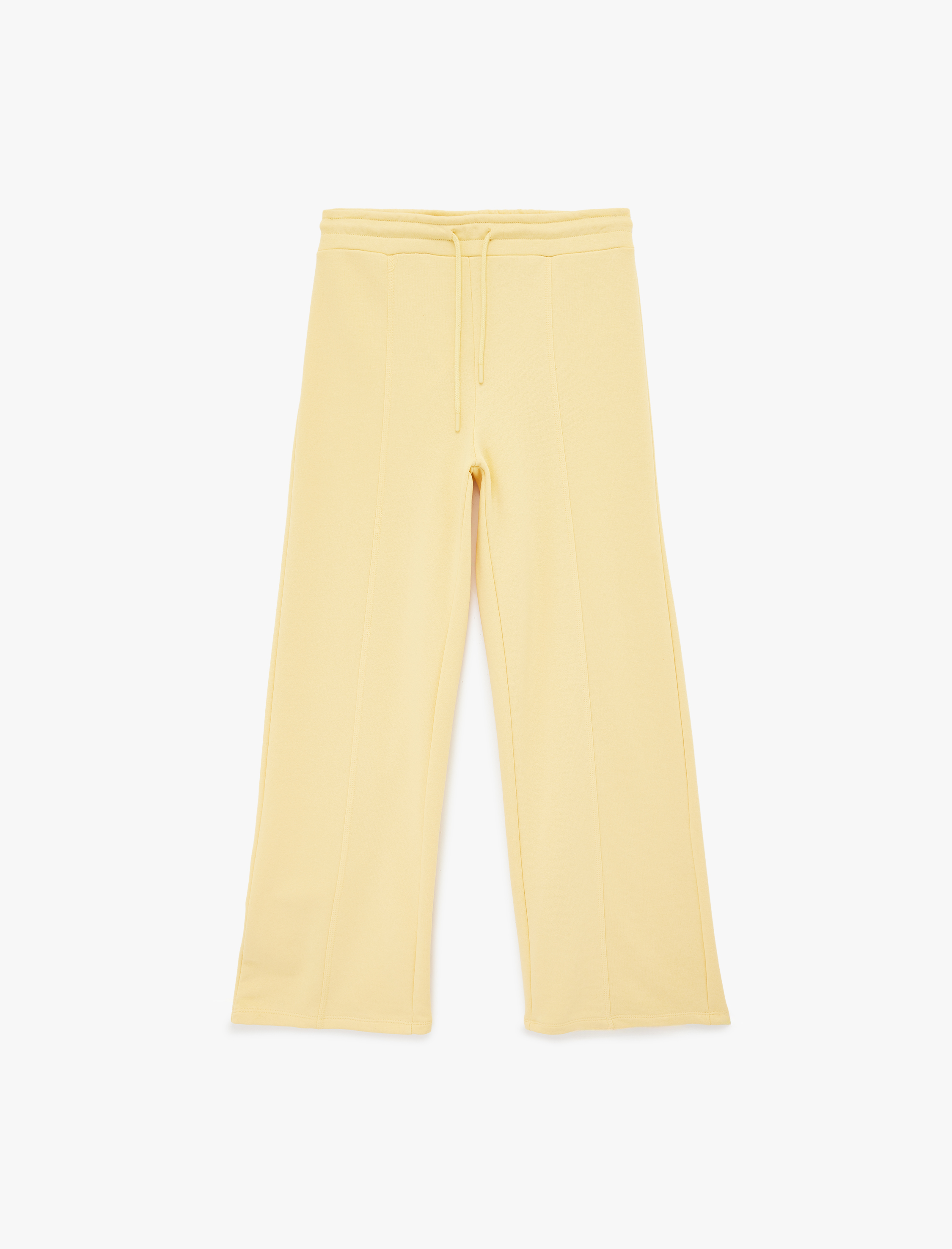   Beli Lastikli Bağlamalı Üç İplik Geniş Paça Nervürlü Eşofman Altı