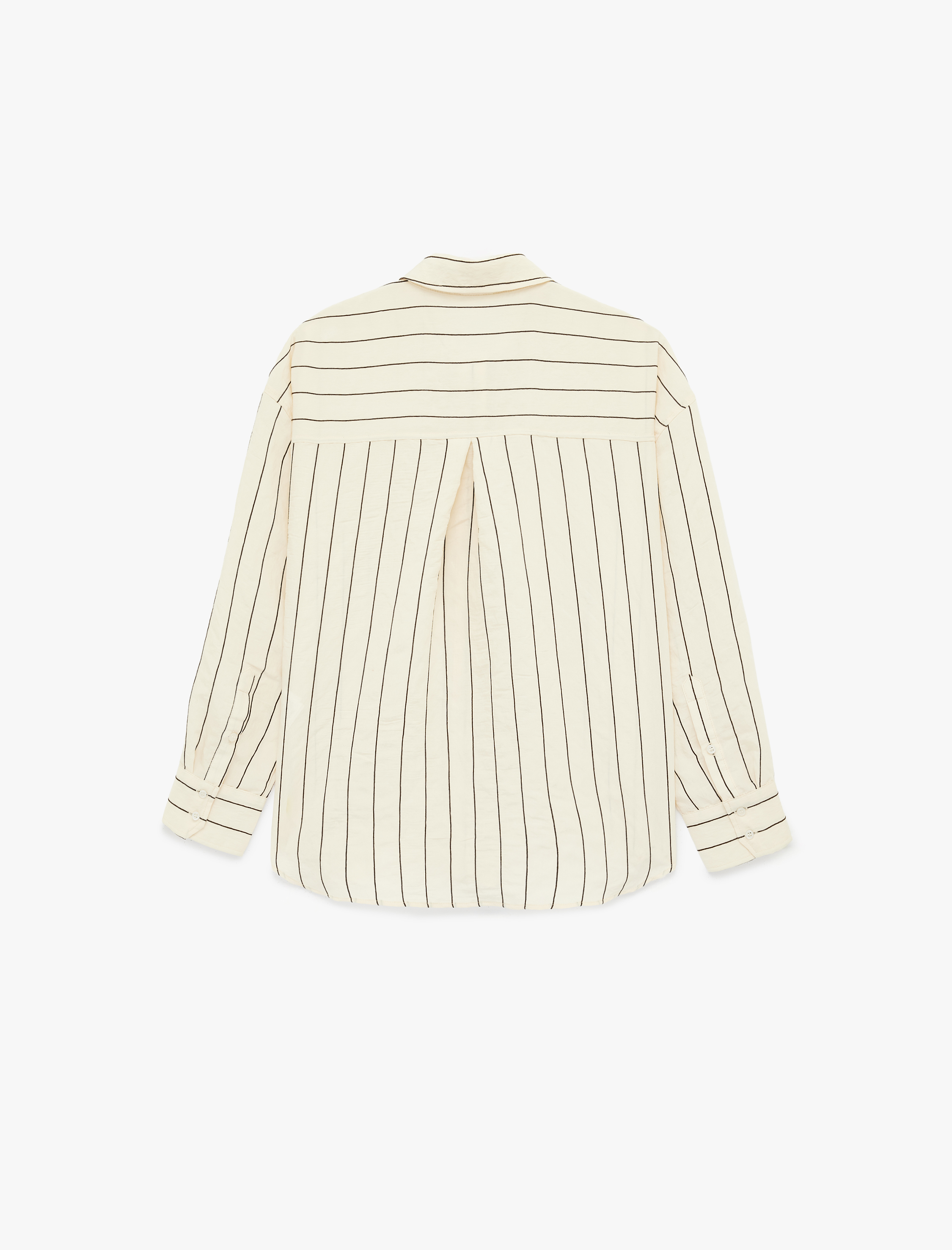   Modal Kumaş Uzun Kollu Düğmeli Çizgili Gömlek