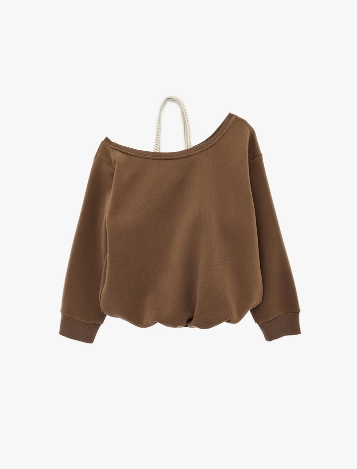  Üç İplik Şardonlu Uzun Kollu Baskılı Halter Yaka Sweatshirt