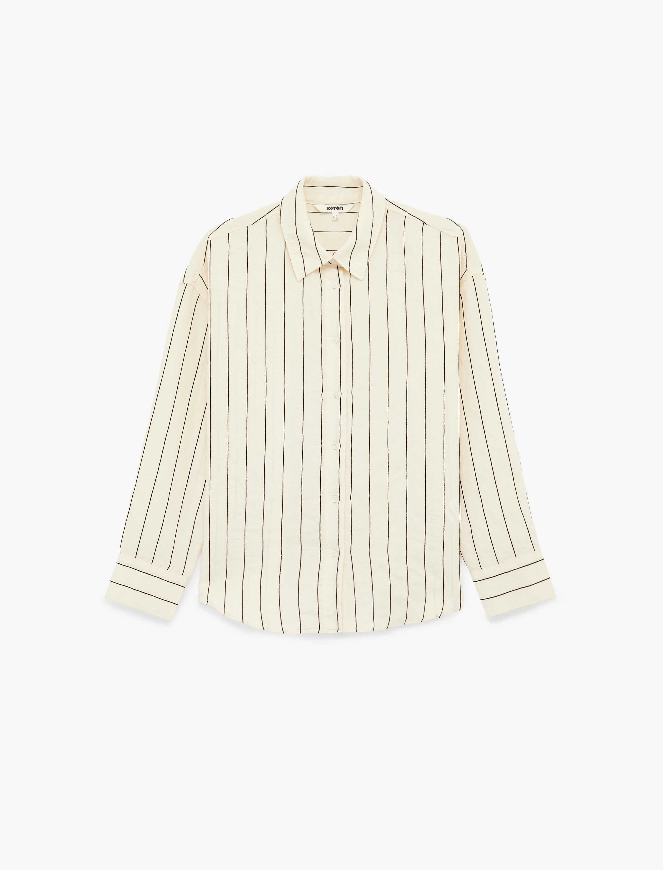   Modal Kumaş Uzun Kollu Düğmeli Çizgili Gömlek