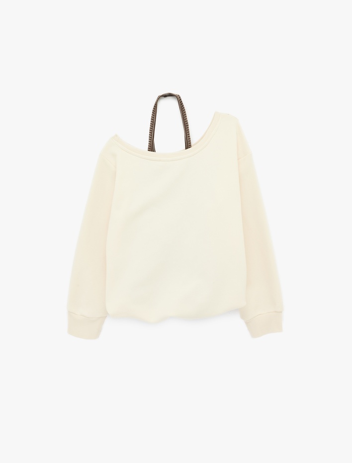  Üç İplik Şardonlu Uzun Kollu Baskılı Halter Yaka Sweatshirt