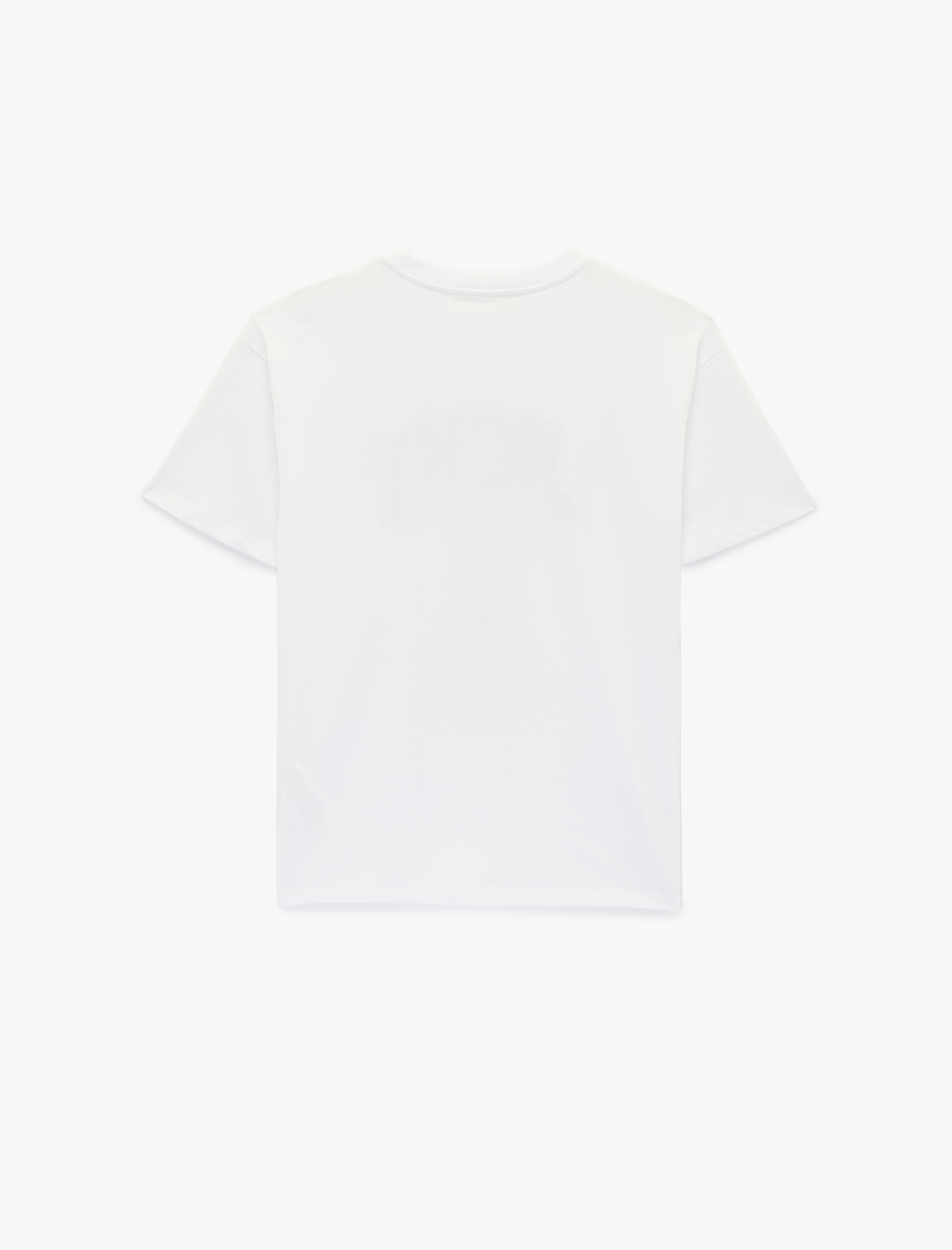   Pamuklu Kısa Kollu Bisiklet Yaka Tavşan Baskılı Oversize Tişört