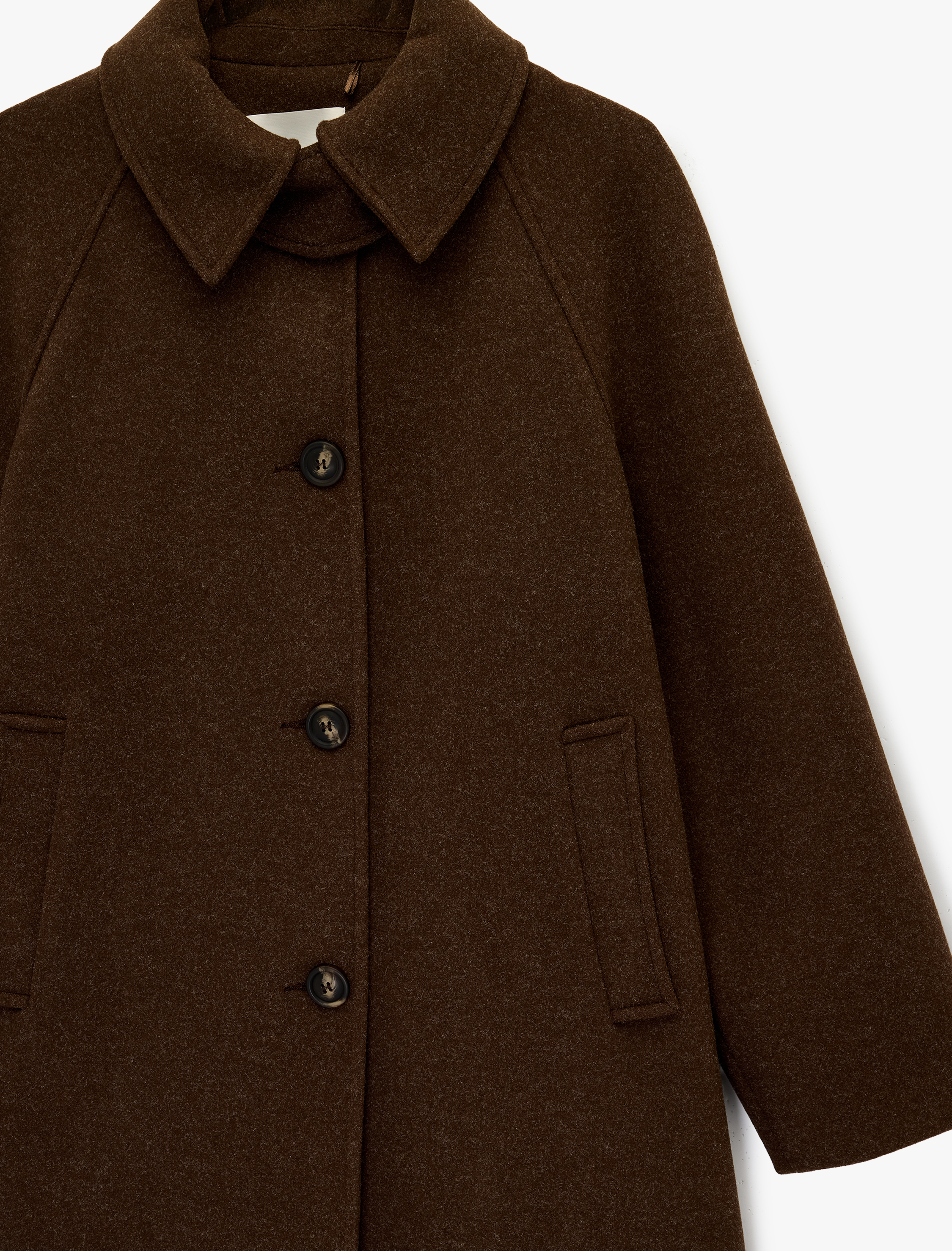   Uzun Kollu Düğmeli Cepli Uzun Kaşe Oversize Kaban