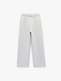 Şardonlu Beli Lastikli Rahat Kalıp Geniş Paça Eşofman Altı