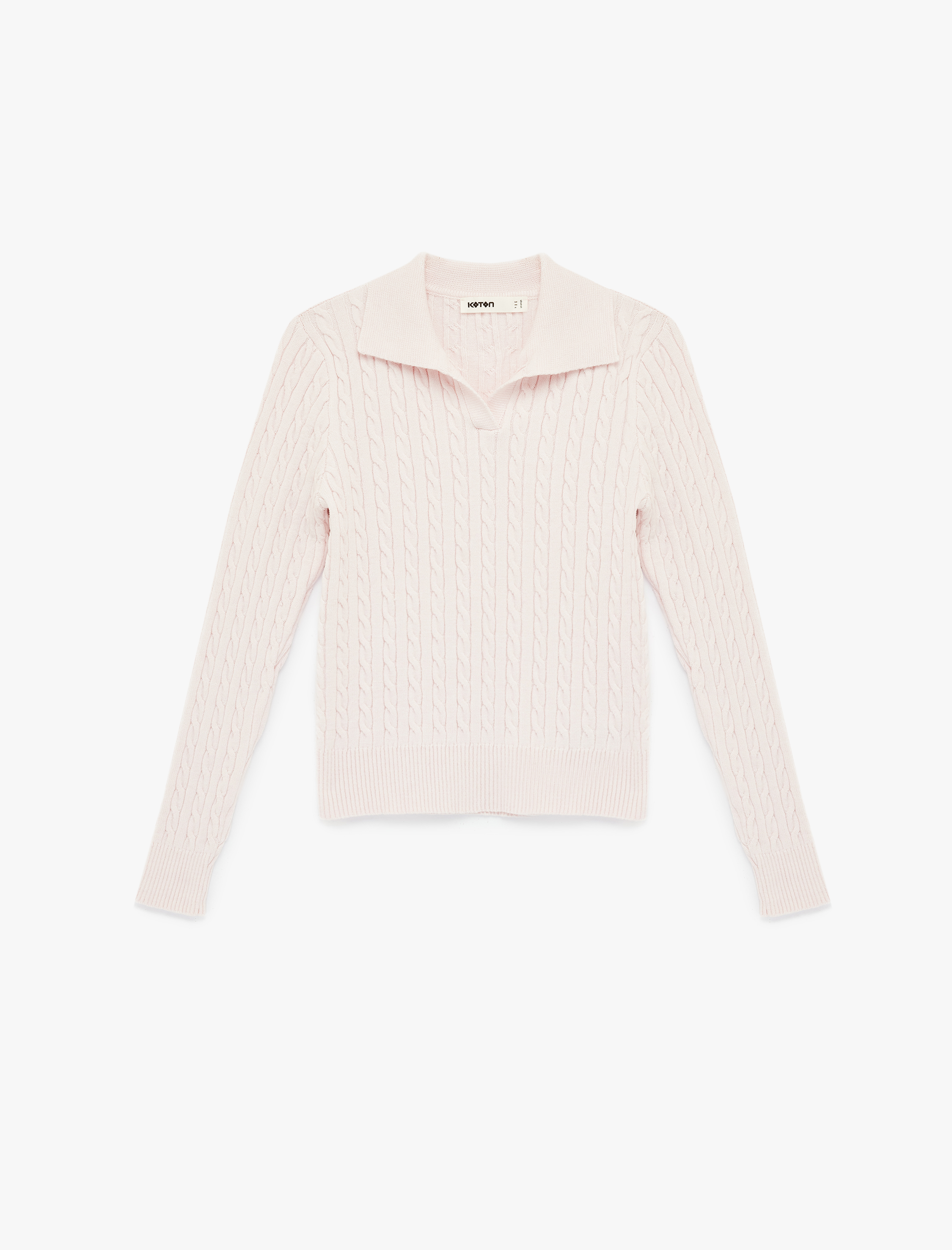   Uzun Kollu Polo Yaka Saç Örgü Kazak