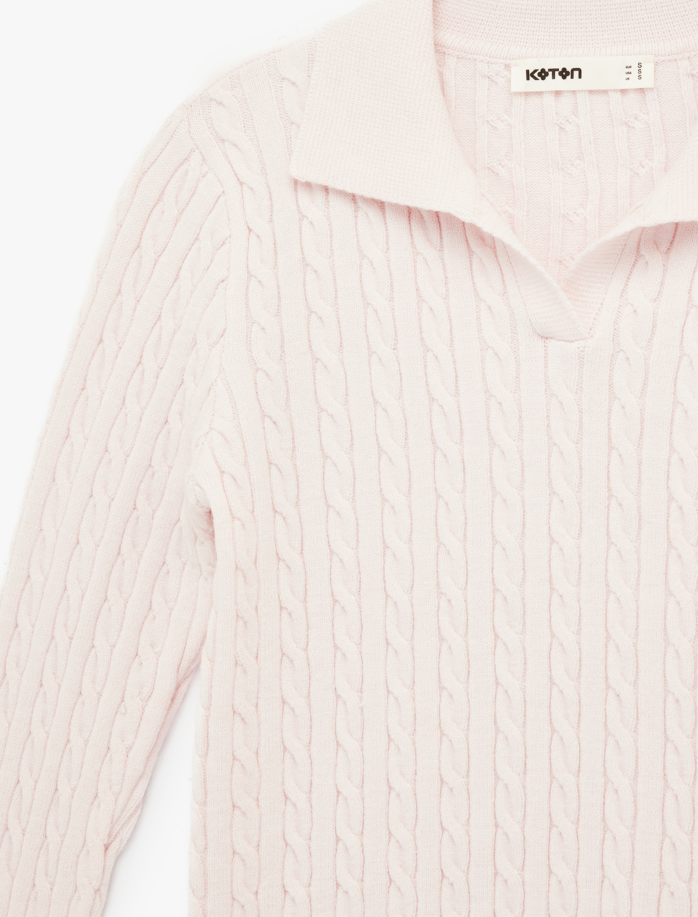   Uzun Kollu Polo Yaka Saç Örgü Kazak