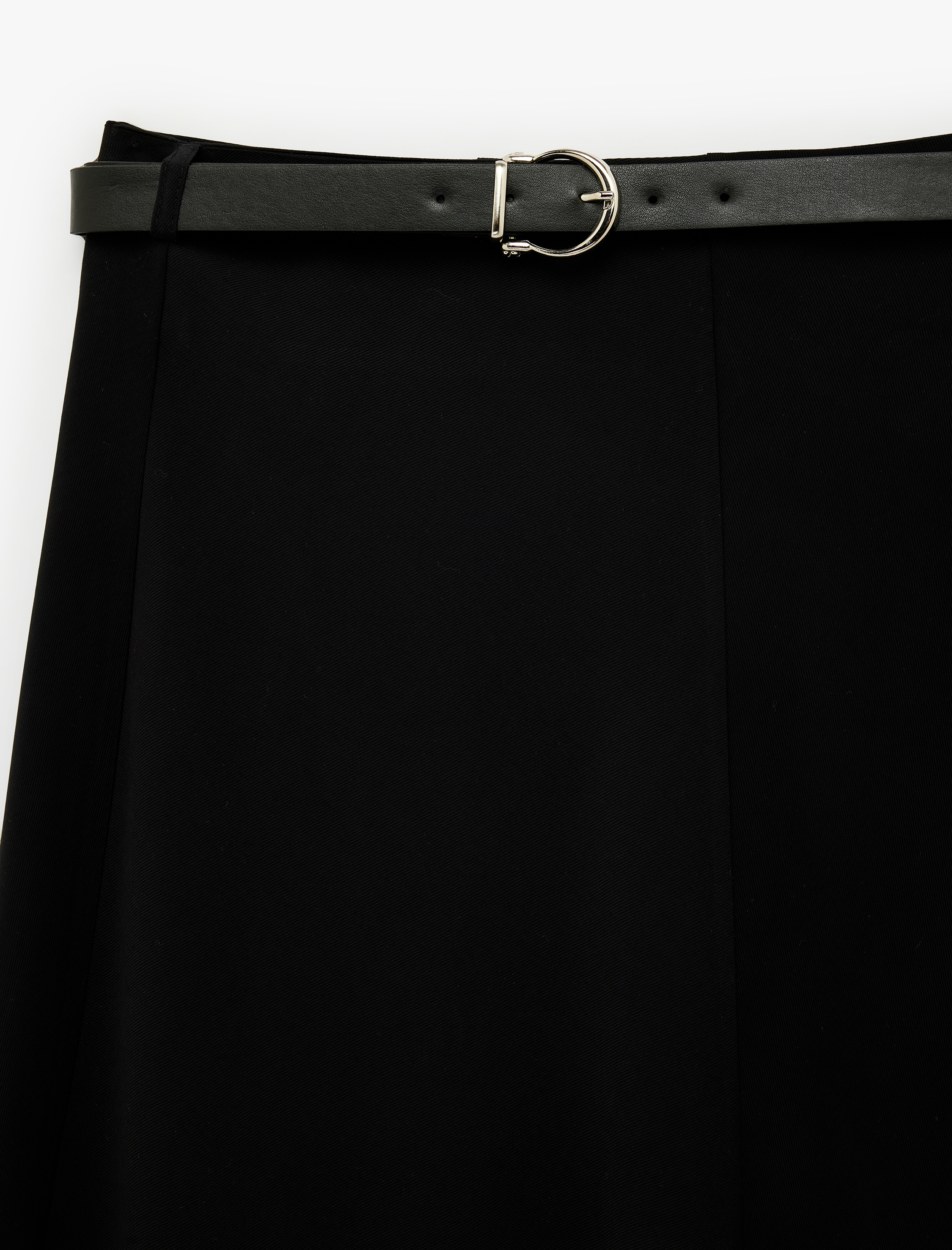   Viskon Kumaş Kemerli Midi Kloş Etek