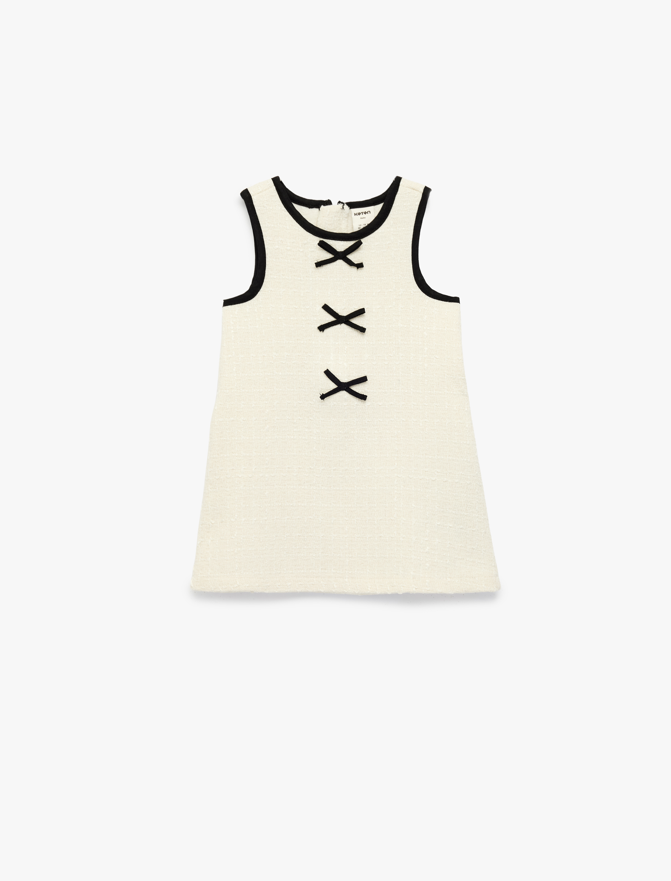  Kız Bebek Kolsuz Bisiklet Yaka Fiyonk Detaylı Tüvit Jile Elbise