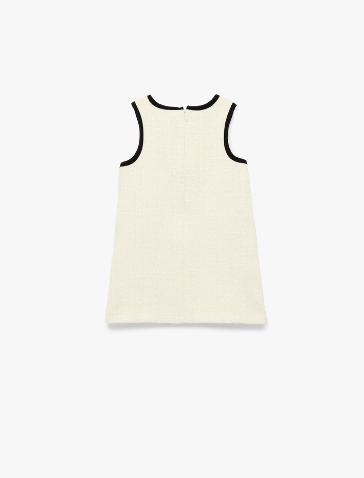 Kız Bebek Kolsuz Bisiklet Yaka Fiyonk Detaylı Tüvit Jile Elbise