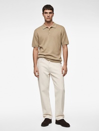 Regular Fit Kol Detaylı Düğmeli Polo Yaka Kısa Kollu Triko Tişört