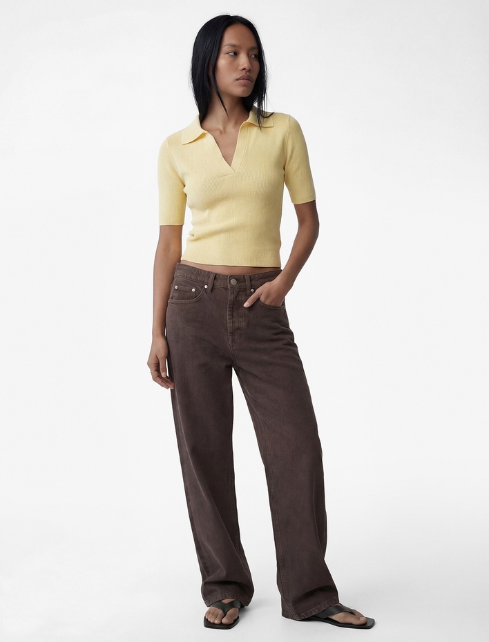  Slim Fit Kısa Kollu Polo Yaka Triko Kazak