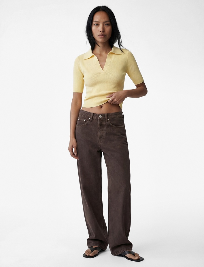  Slim Fit Kısa Kollu Polo Yaka Triko Kazak