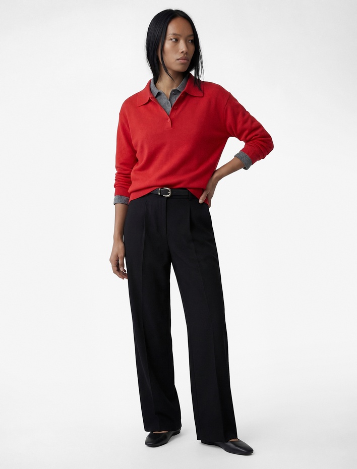  Aerobin Kumaş Kemerli Uzun Düz Geniş Paça Pantolon