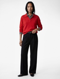 Aerobin Kumaş Kemerli Uzun Düz Geniş Paça Pantolon