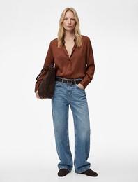 Regular Fit Uzun Kollu Klasik Yaka Saten Gömlek