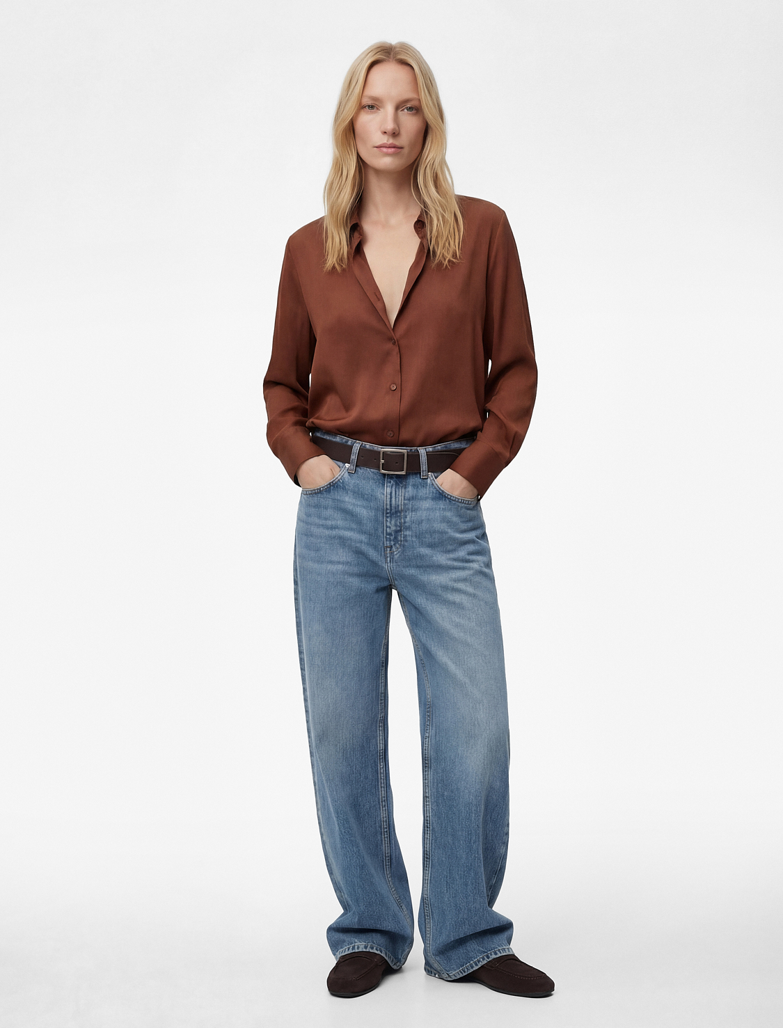   Regular Fit Uzun Kollu Klasik Yaka Saten Gömlek